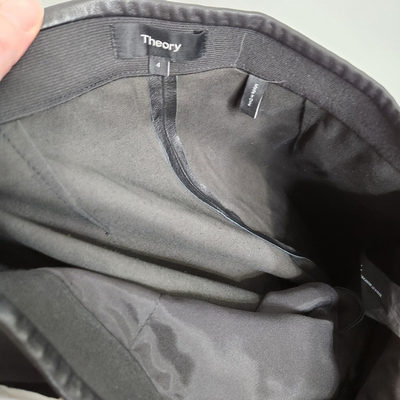 Theory Thaniel Bristol Black Lamb Leather Slim Leg Pants Size 4 - Picture 15 of 15